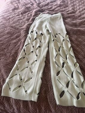 Yllw The Label Taurus Knit Pants – Size XS – Green Wide Leg